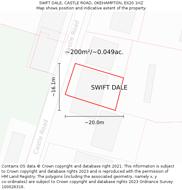 SWIFT DALE, CASTLE ROAD, OKEHAMPTON, EX20 1HZ: Plot and title map