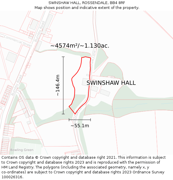 SWINSHAW HALL, ROSSENDALE, BB4 8RF: Plot and title map