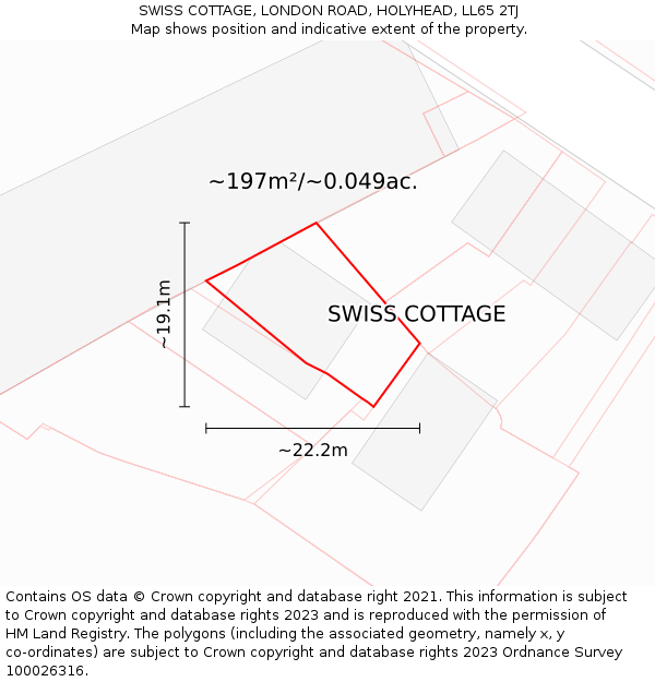 SWISS COTTAGE, LONDON ROAD, HOLYHEAD, LL65 2TJ: Plot and title map