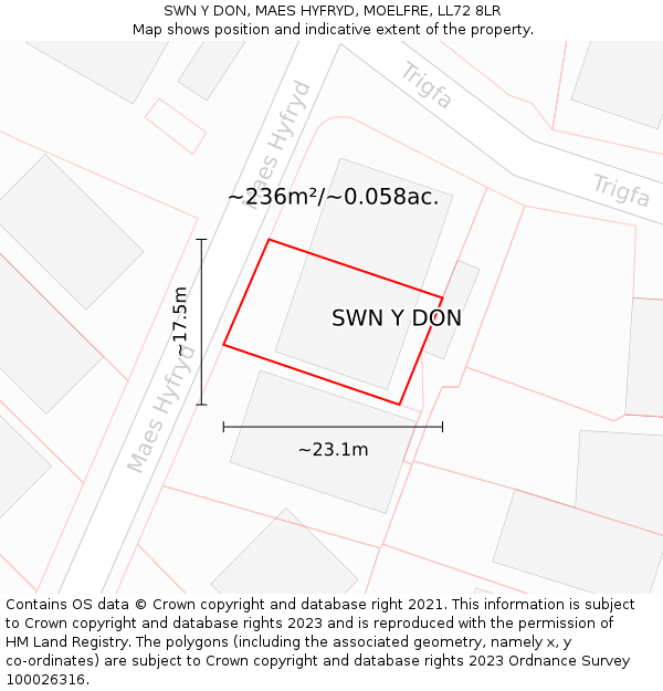 SWN Y DON, MAES HYFRYD, MOELFRE, LL72 8LR: Plot and title map