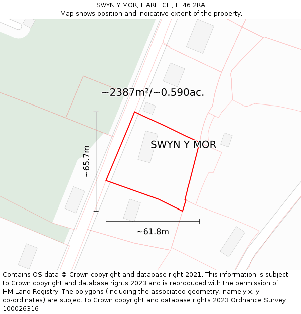 SWYN Y MOR, HARLECH, LL46 2RA: Plot and title map