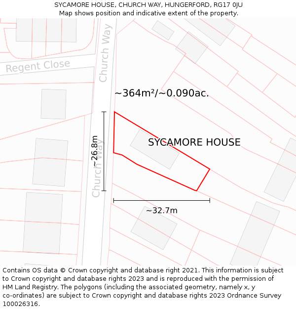 SYCAMORE HOUSE, CHURCH WAY, HUNGERFORD, RG17 0JU: Plot and title map
