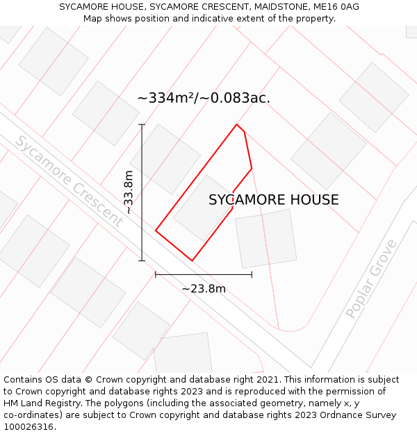 SYCAMORE HOUSE, SYCAMORE CRESCENT, MAIDSTONE, ME16 0AG: Plot and title map