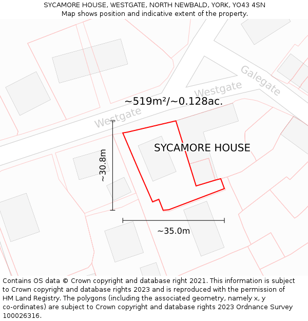 SYCAMORE HOUSE, WESTGATE, NORTH NEWBALD, YORK, YO43 4SN: Plot and title map