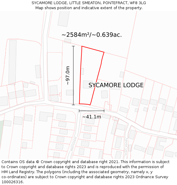 SYCAMORE LODGE, LITTLE SMEATON, PONTEFRACT, WF8 3LG: Plot and title map