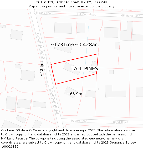 TALL PINES, LANGBAR ROAD, ILKLEY, LS29 0AR: Plot and title map