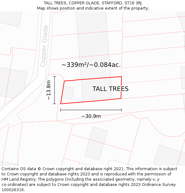 TALL TREES, COPPER GLADE, STAFFORD, ST16 3RJ: Plot and title map