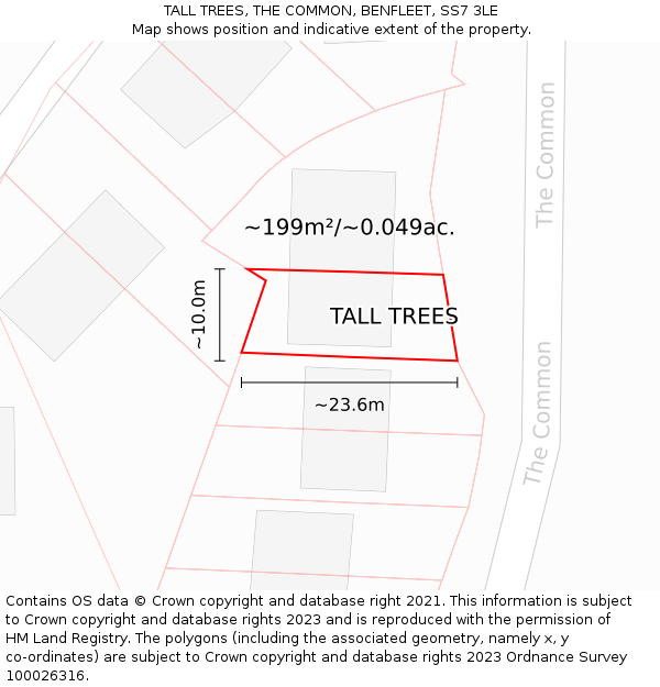 TALL TREES, THE COMMON, BENFLEET, SS7 3LE: Plot and title map