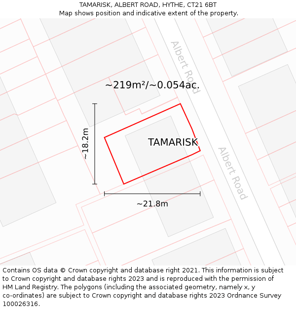 TAMARISK, ALBERT ROAD, HYTHE, CT21 6BT: Plot and title map