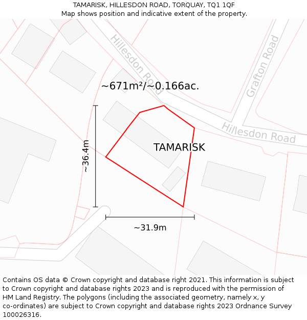 TAMARISK, HILLESDON ROAD, TORQUAY, TQ1 1QF: Plot and title map