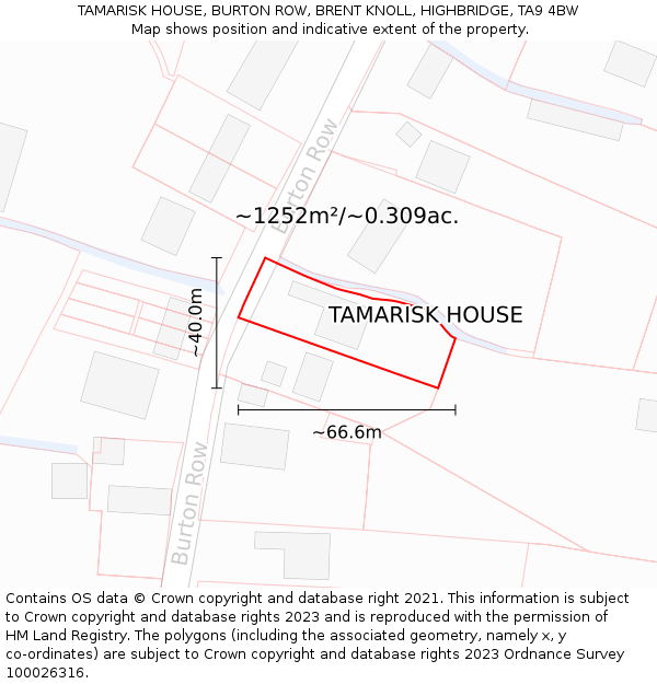 TAMARISK HOUSE, BURTON ROW, BRENT KNOLL, HIGHBRIDGE, TA9 4BW: Plot and title map