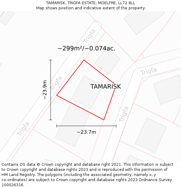 TAMARISK, TRIGFA ESTATE, MOELFRE, LL72 8LL: Plot and title map
