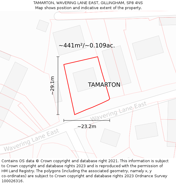 TAMARTON, WAVERING LANE EAST, GILLINGHAM, SP8 4NS: Plot and title map
