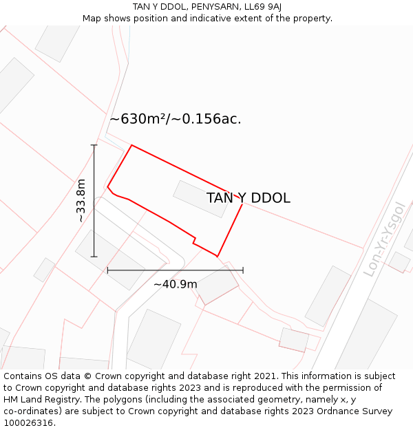 TAN Y DDOL, PENYSARN, LL69 9AJ: Plot and title map