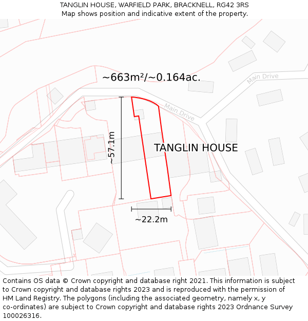 TANGLIN HOUSE, WARFIELD PARK, BRACKNELL, RG42 3RS: Plot and title map
