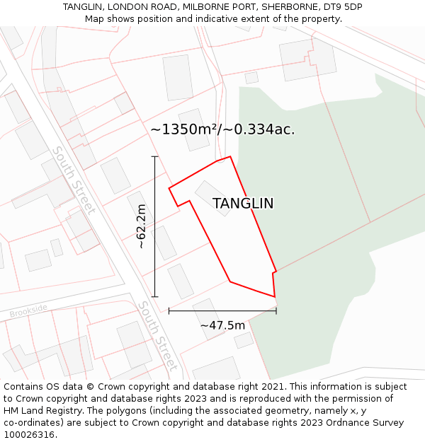 TANGLIN, LONDON ROAD, MILBORNE PORT, SHERBORNE, DT9 5DP: Plot and title map