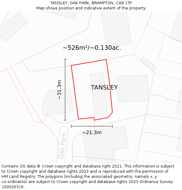 TANSLEY, OAK PARK, BRAMPTON, CA8 1TP: Plot and title map