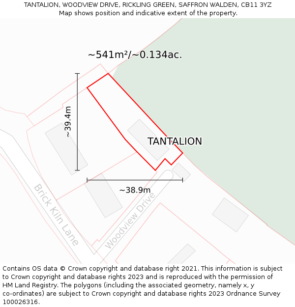 TANTALION, WOODVIEW DRIVE, RICKLING GREEN, SAFFRON WALDEN, CB11 3YZ: Plot and title map