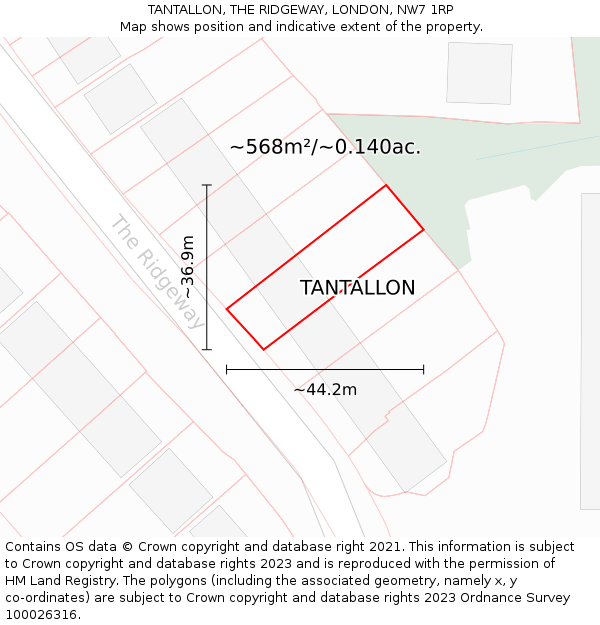 TANTALLON, THE RIDGEWAY, LONDON, NW7 1RP: Plot and title map