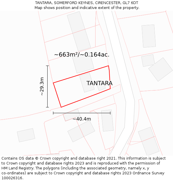 TANTARA, SOMERFORD KEYNES, CIRENCESTER, GL7 6DT: Plot and title map
