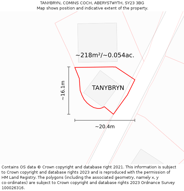 TANYBRYN, COMINS COCH, ABERYSTWYTH, SY23 3BG: Plot and title map