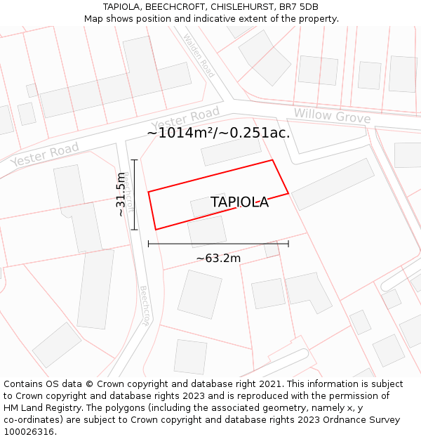 TAPIOLA, BEECHCROFT, CHISLEHURST, BR7 5DB: Plot and title map