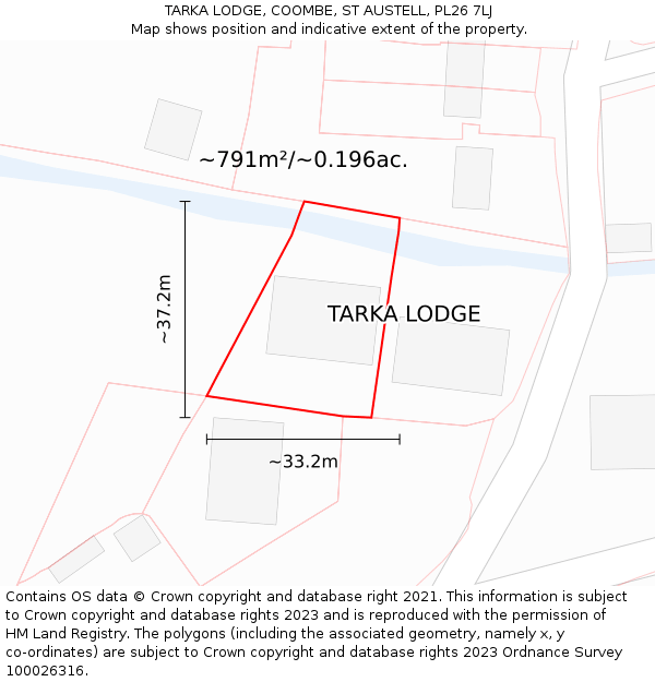 TARKA LODGE, COOMBE, ST AUSTELL, PL26 7LJ: Plot and title map