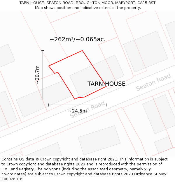 TARN HOUSE, SEATON ROAD, BROUGHTON MOOR, MARYPORT, CA15 8ST: Plot and title map