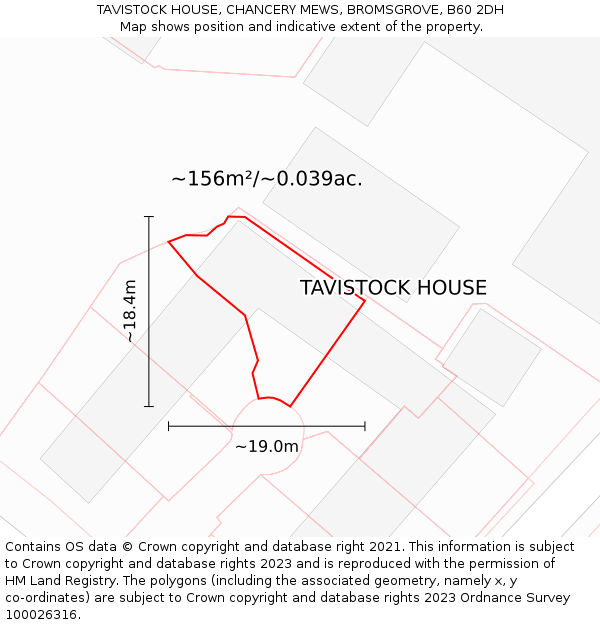 TAVISTOCK HOUSE, CHANCERY MEWS, BROMSGROVE, B60 2DH: Plot and title map