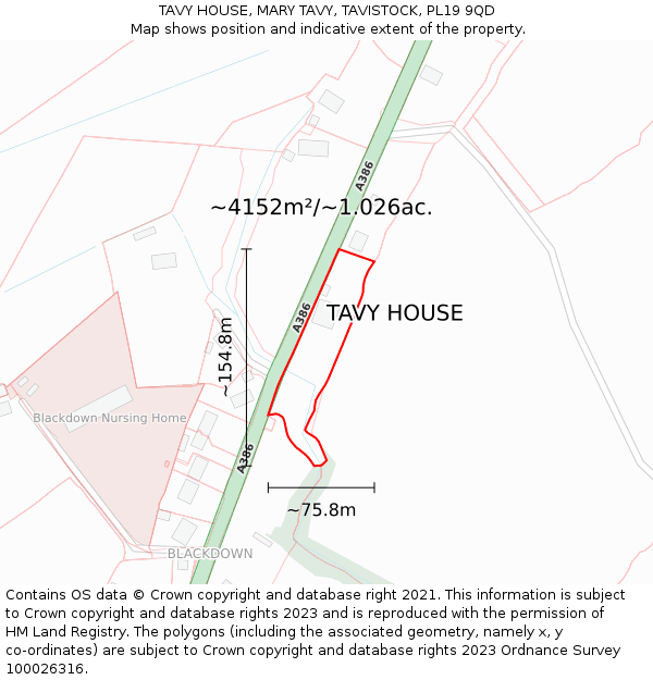 TAVY HOUSE, MARY TAVY, TAVISTOCK, PL19 9QD: Plot and title map