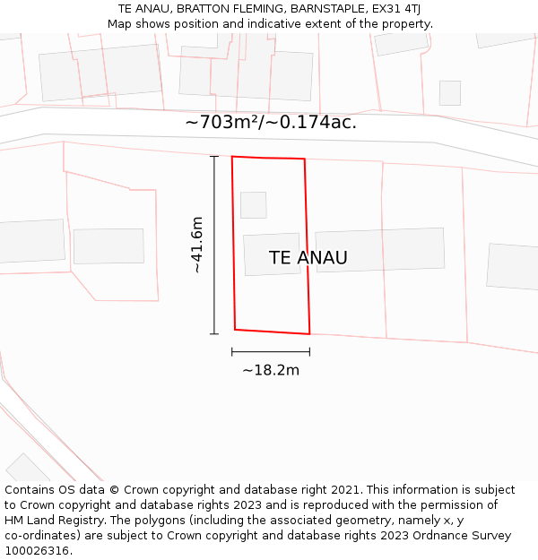 TE ANAU, BRATTON FLEMING, BARNSTAPLE, EX31 4TJ: Plot and title map