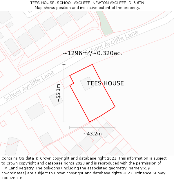 TEES HOUSE, SCHOOL AYCLIFFE, NEWTON AYCLIFFE, DL5 6TN: Plot and title map