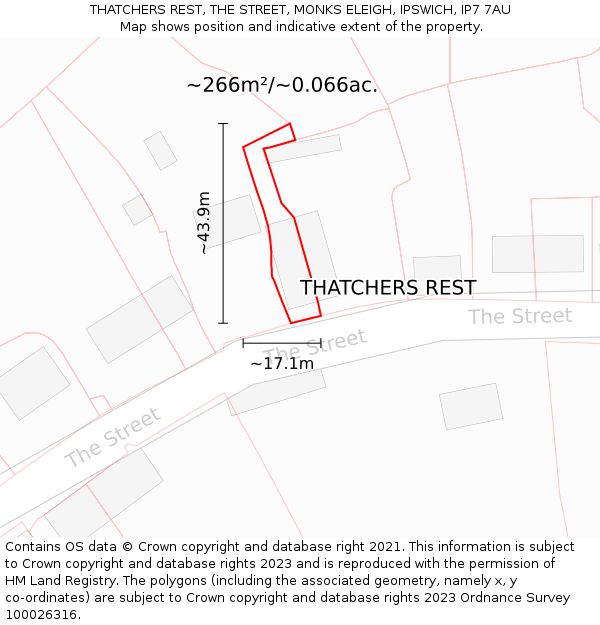 THATCHERS REST, THE STREET, MONKS ELEIGH, IPSWICH, IP7 7AU: Plot and title map