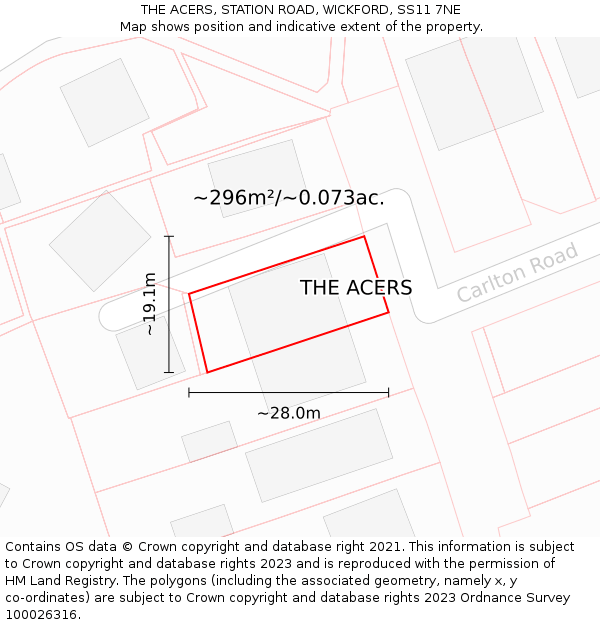 THE ACERS, STATION ROAD, WICKFORD, SS11 7NE: Plot and title map