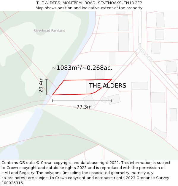 THE ALDERS, MONTREAL ROAD, SEVENOAKS, TN13 2EP: Plot and title map