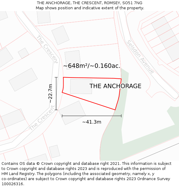 THE ANCHORAGE, THE CRESCENT, ROMSEY, SO51 7NG: Plot and title map