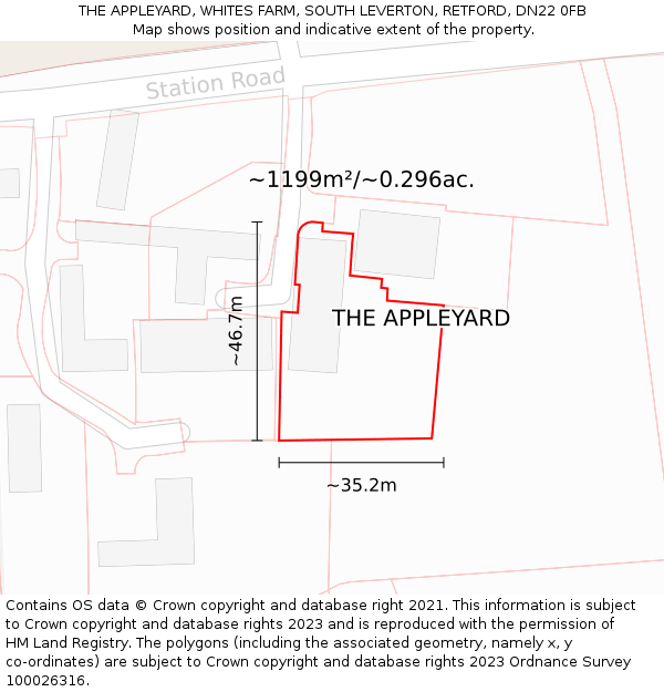 THE APPLEYARD, WHITES FARM, SOUTH LEVERTON, RETFORD, DN22 0FB: Plot and title map