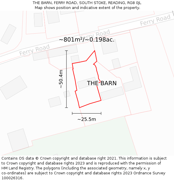 THE BARN, FERRY ROAD, SOUTH STOKE, READING, RG8 0JL: Plot and title map