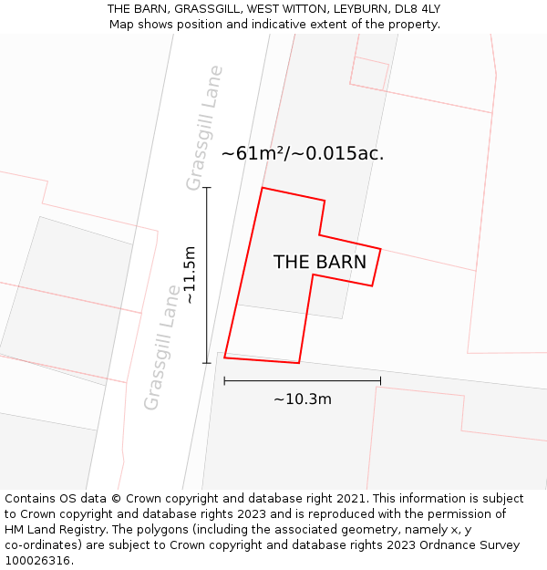 THE BARN, GRASSGILL, WEST WITTON, LEYBURN, DL8 4LY: Plot and title map