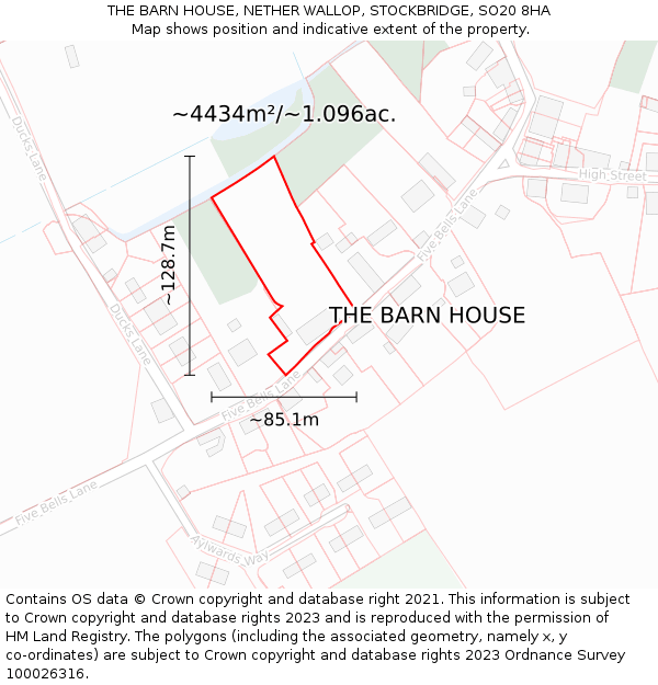 THE BARN HOUSE, NETHER WALLOP, STOCKBRIDGE, SO20 8HA: Plot and title map