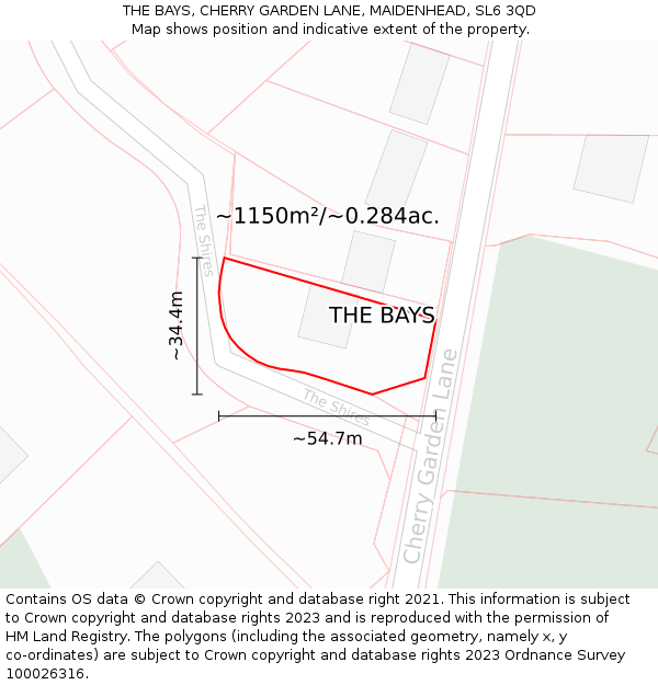 THE BAYS, CHERRY GARDEN LANE, MAIDENHEAD, SL6 3QD: Plot and title map