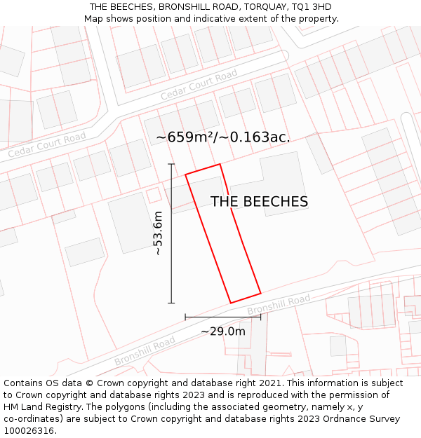 THE BEECHES, BRONSHILL ROAD, TORQUAY, TQ1 3HD: Plot and title map