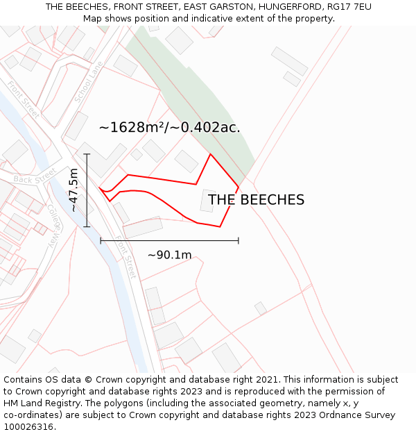 THE BEECHES, FRONT STREET, EAST GARSTON, HUNGERFORD, RG17 7EU: Plot and title map