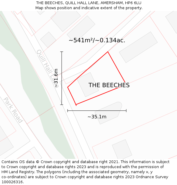 THE BEECHES, QUILL HALL LANE, AMERSHAM, HP6 6LU: Plot and title map