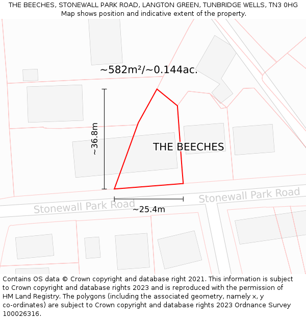 THE BEECHES, STONEWALL PARK ROAD, LANGTON GREEN, TUNBRIDGE WELLS, TN3 0HG: Plot and title map