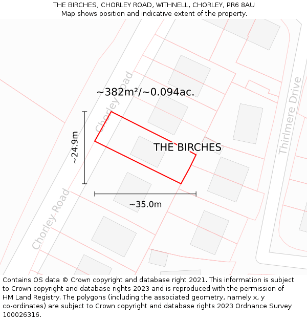 THE BIRCHES, CHORLEY ROAD, WITHNELL, CHORLEY, PR6 8AU: Plot and title map