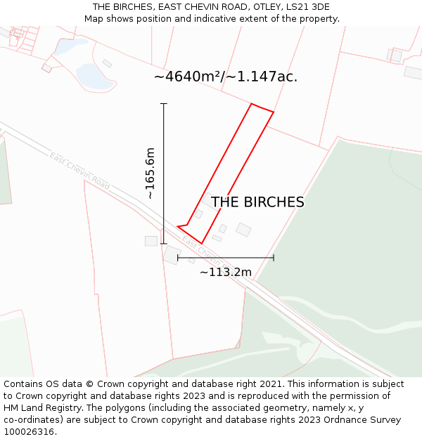 THE BIRCHES, EAST CHEVIN ROAD, OTLEY, LS21 3DE: Plot and title map