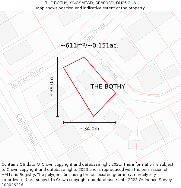 THE BOTHY, KINGSMEAD, SEAFORD, BN25 2HA: Plot and title map