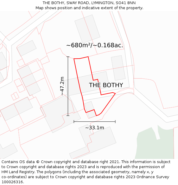 THE BOTHY, SWAY ROAD, LYMINGTON, SO41 8NN: Plot and title map