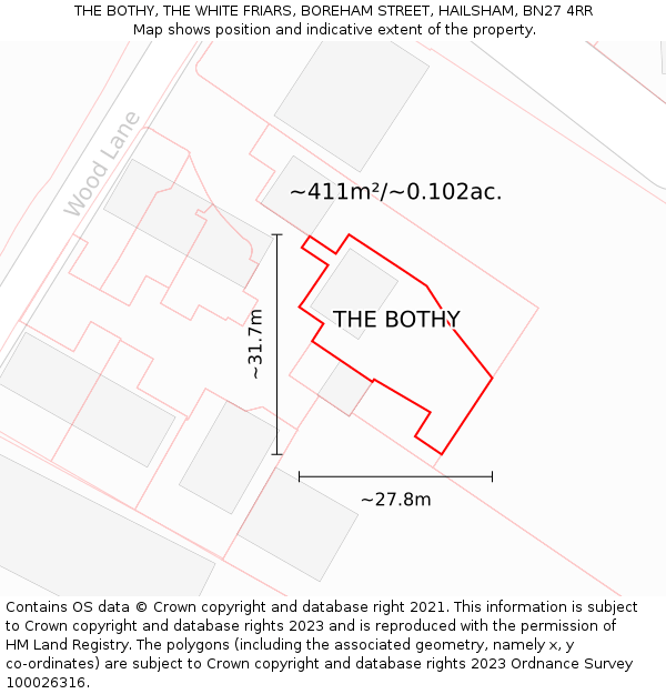 THE BOTHY, THE WHITE FRIARS, BOREHAM STREET, HAILSHAM, BN27 4RR: Plot and title map